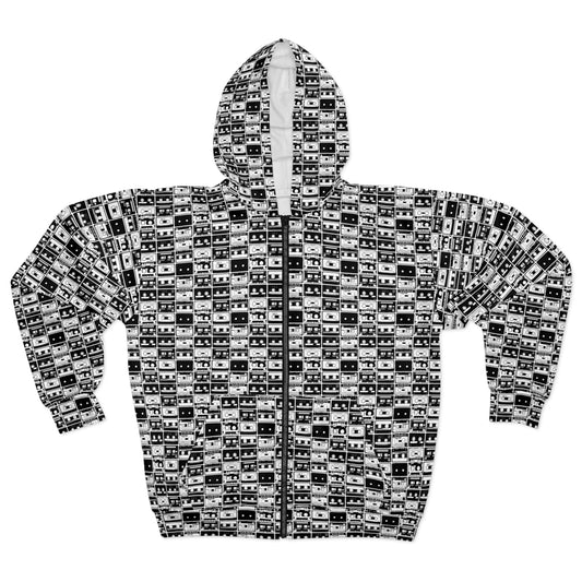 Cassette Tape Unisex Zip Hoodie (AOP)