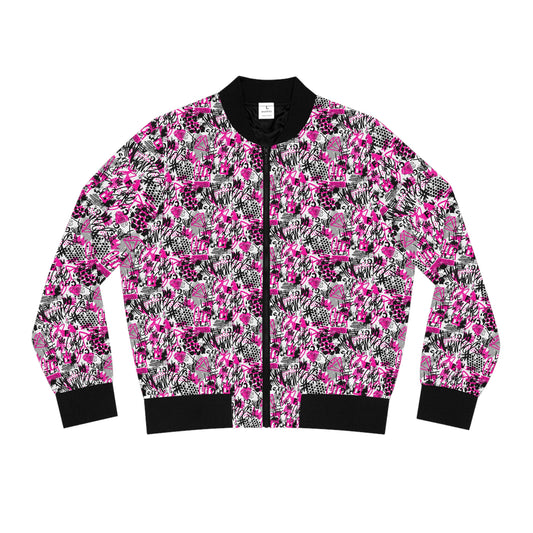 Abstract Graffiti Women's Bomber Jacket (AOP)