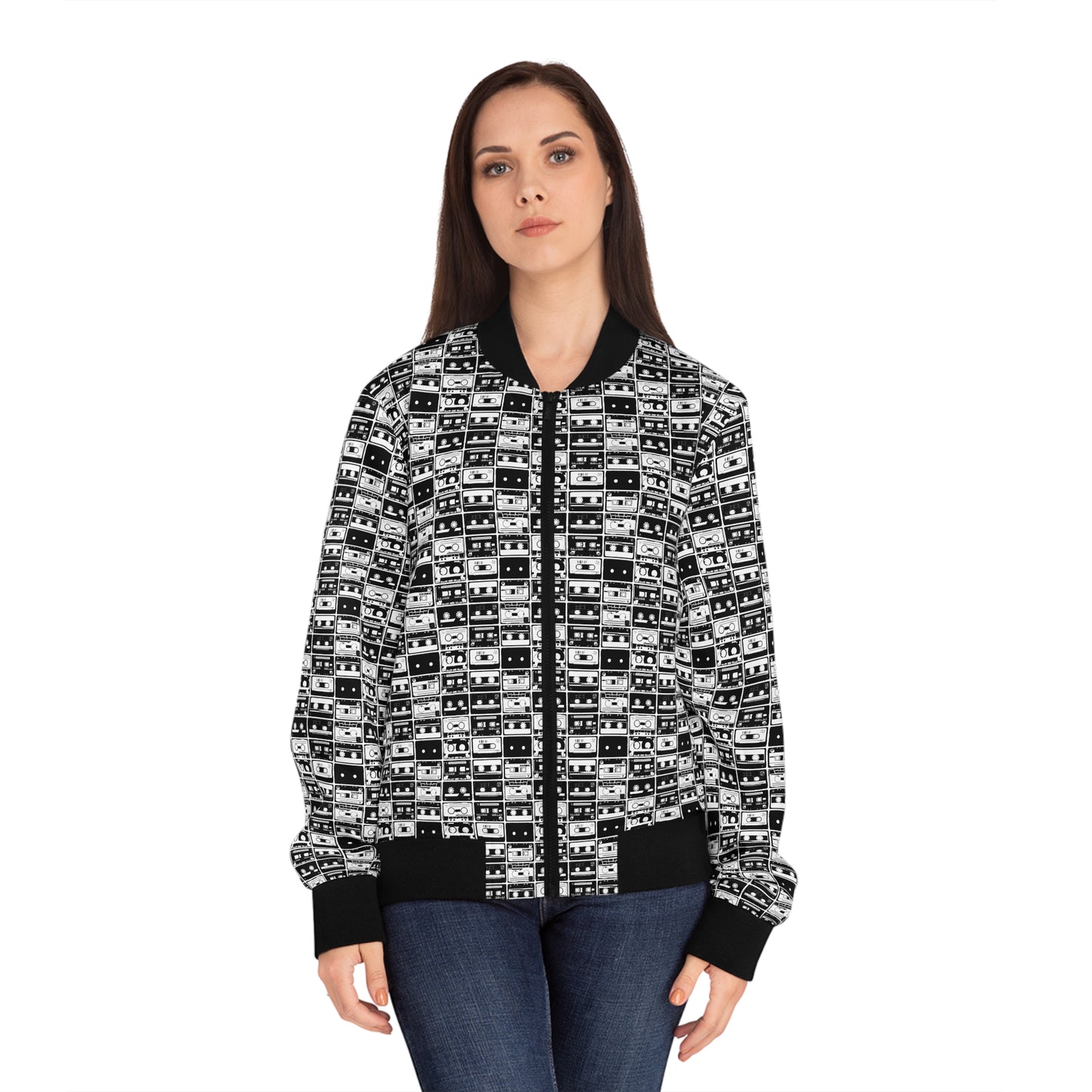 Cassette Tapes Women's Bomber Jacket (AOP)