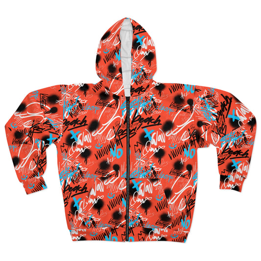 Graffiti Unisex Zip Hoodie (AOP)